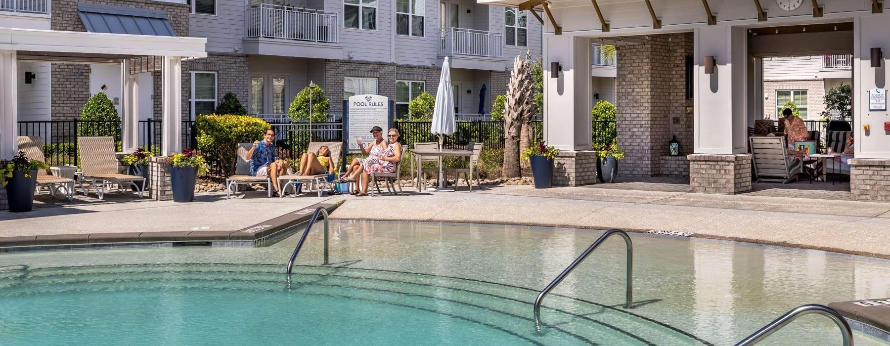 friends by the pool
